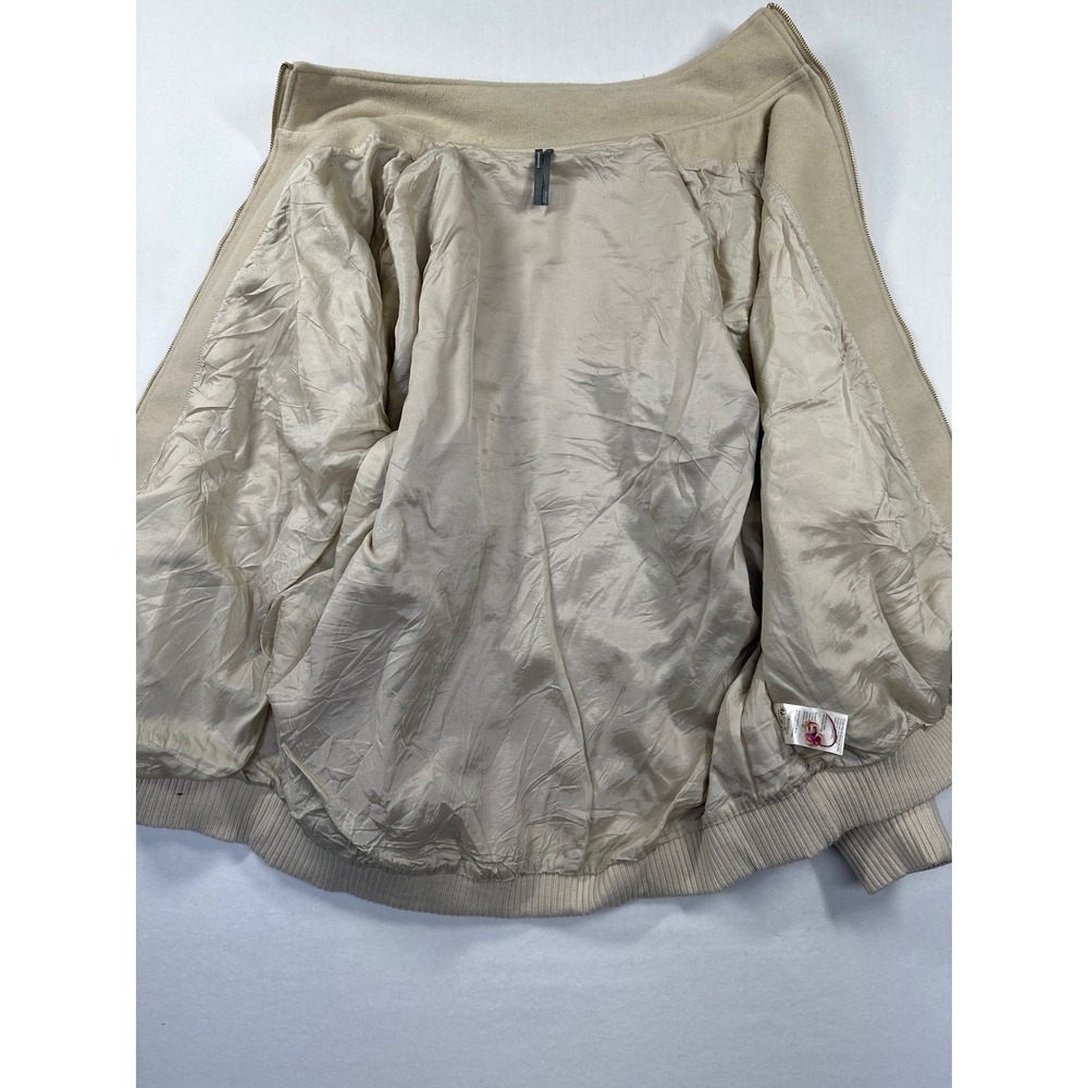 Anthropologie Tapestry Bomber Jacket M/L Cream Floral Knit Wool Blend Oversized - Picture 15 of 16
